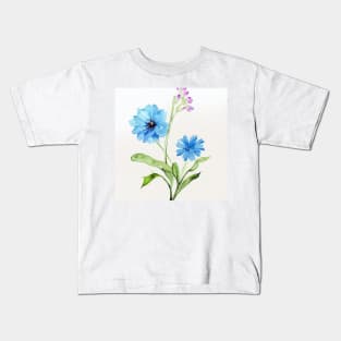 Blue Watercolor Flower Kids T-Shirt